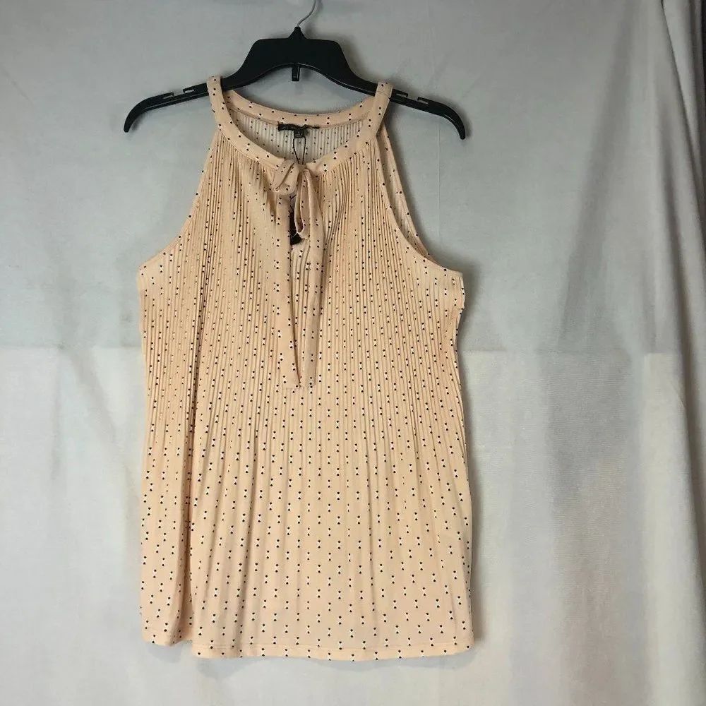 Adrianna Papell NWT Pleated Halter tie neck Blouse Champagne Size M. C